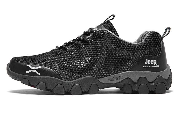 Jeep Cushioning Abrasion Resistant Lightweight Breathable Slip Resistant Low Top Running Shoes Men's Black