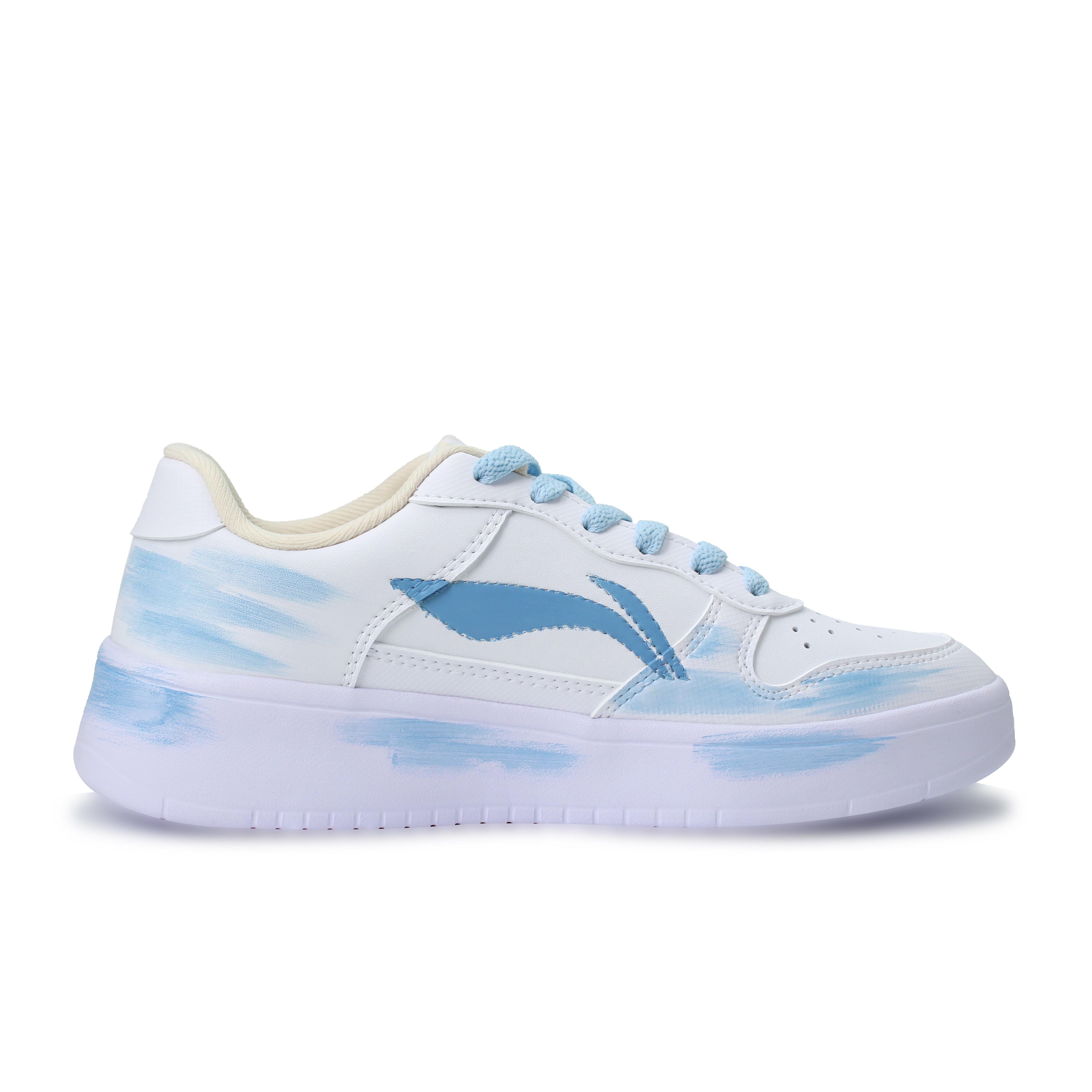 LiNing Pontoon Boats Abrasion Resistant, Lightweight, And Breathable Low top Skateboard Shoes Unisex White Blue