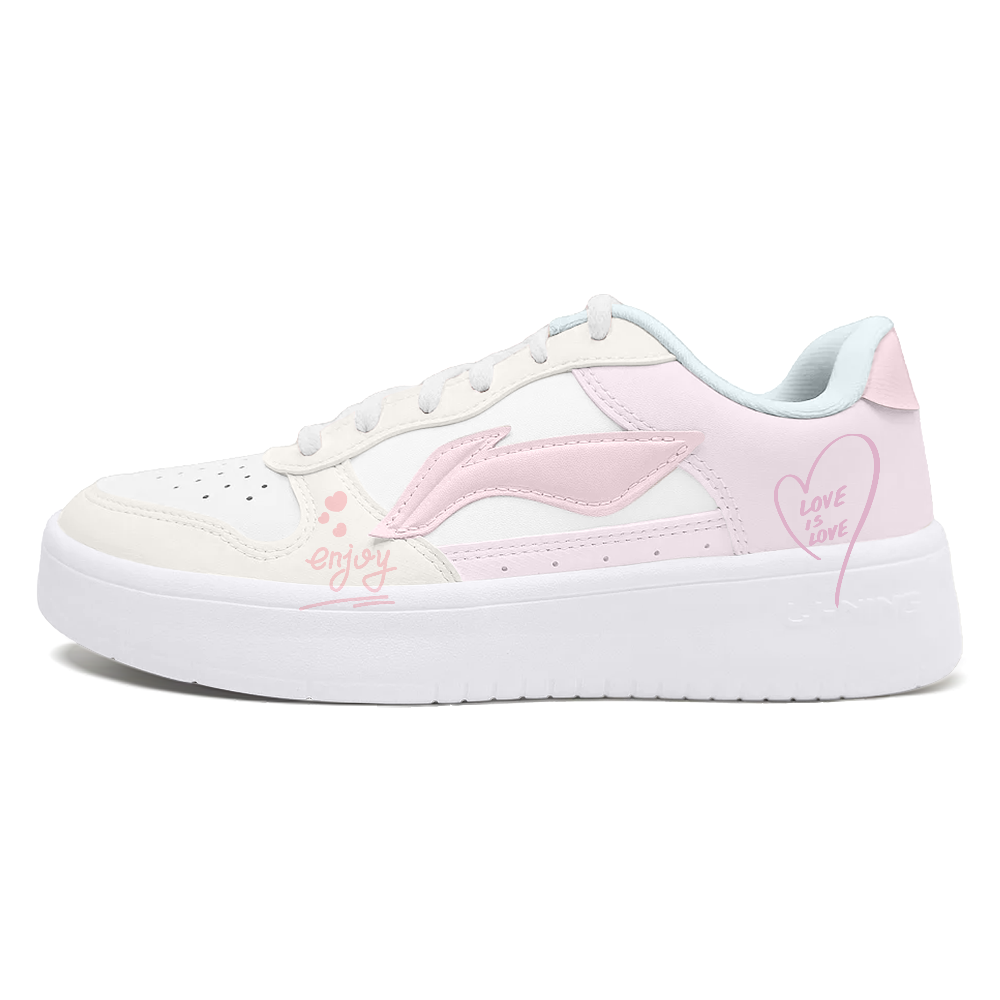 LiNing Pontoon Boats Slip Resistant, Abrasion Resistant, And Balanced Low Top Skateboard Shoes Women's Yellow Pink