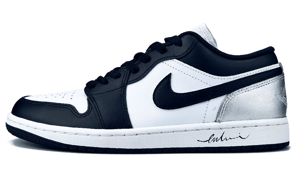 Jordan Air Jordan 1 Abrasion Resistant Low Top Vintage Basketball Shoes Unisex Black Silver