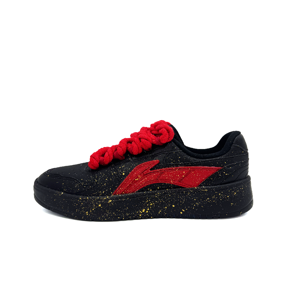 LiNing Anti-Slip Wear-Resistant Low-Top Skateboard Shoes Men's Black Red