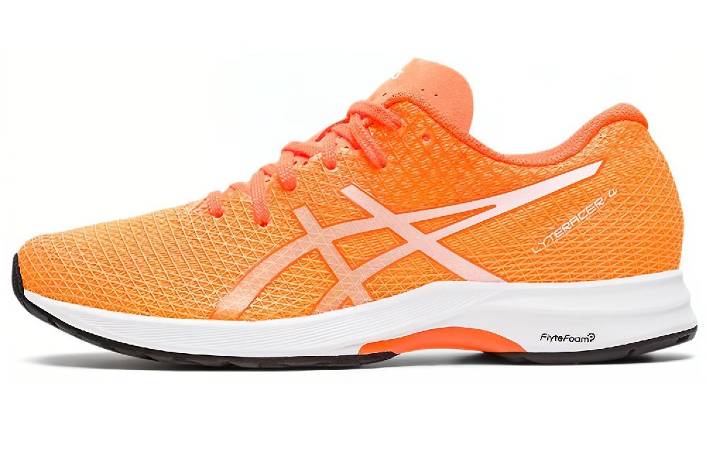 Asics Lyteracer 4 Cushioning, Slip Resistant, And Abrasion Resistant Low Top Running Shoes Women's Orange White
