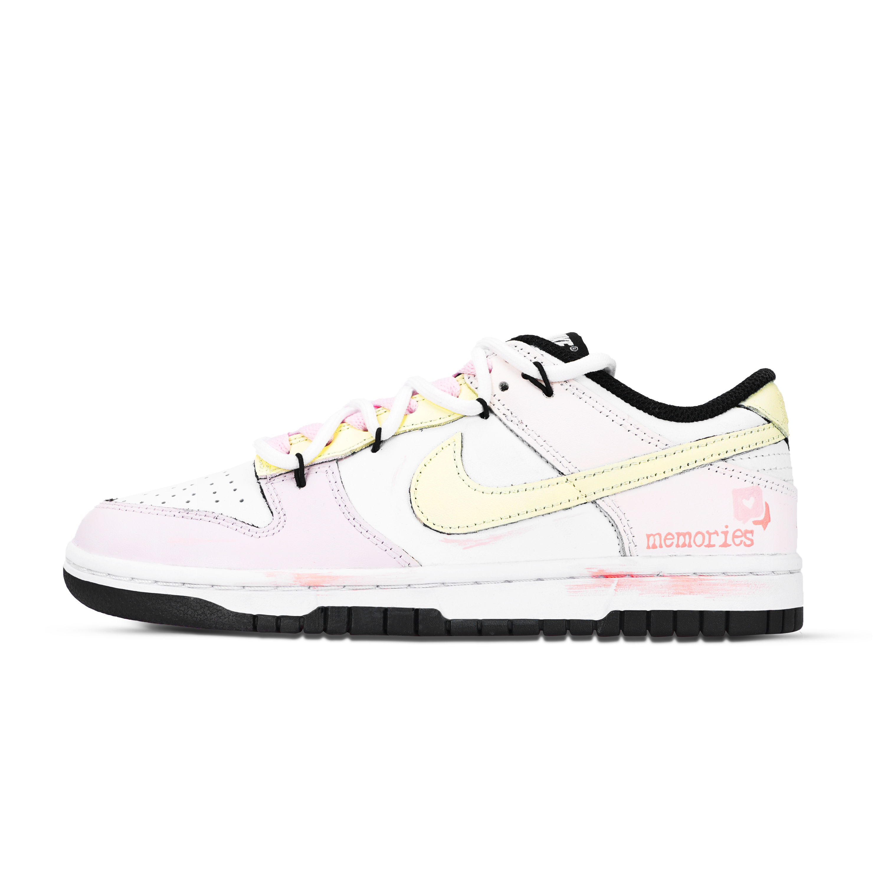 Nike Dunk Full Of Memories Abrasion Resistant Low top Skateboard Shoes Unisex Yellow Pink White