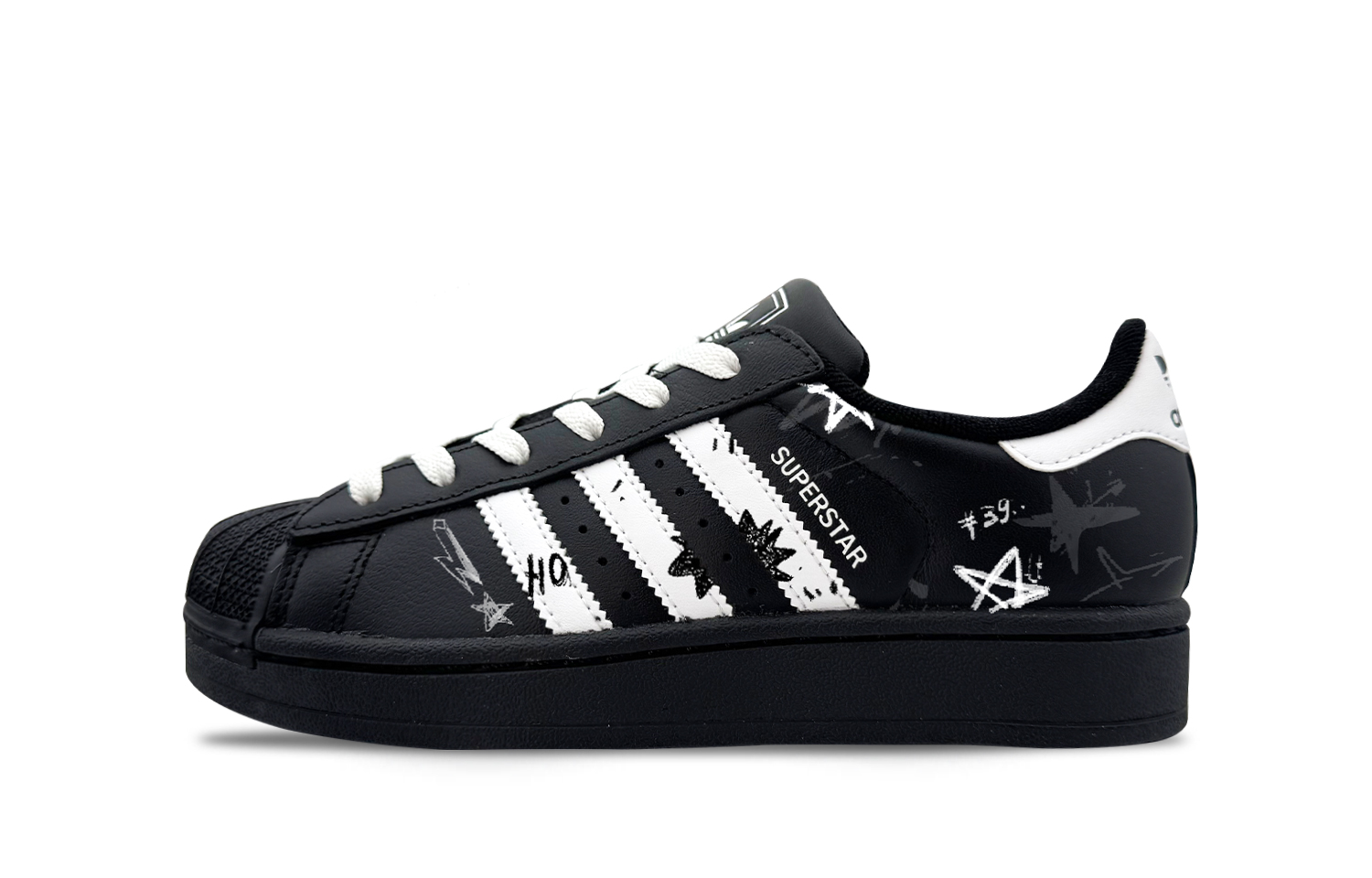 Adidas Superstar 2 Abrasion Resistant Low top Skateboard Shoes Unisex Black White