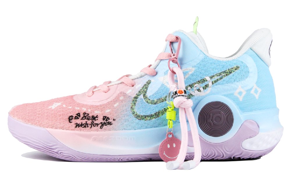 Nike KD Trey 5 IX Cushioning Wear-Resistant Low-Top Basketball Shoes Unisex Pink Blue