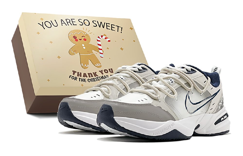 Nike Air Monarch 4 Slip Resistant Low Top Chunky Sneakers Unisex Brown White
