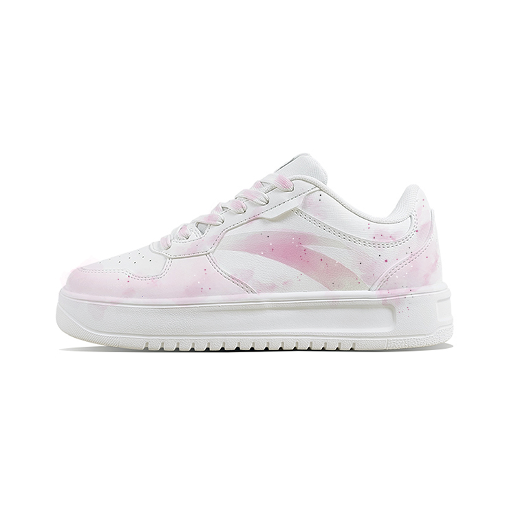 Anta Relaxed Slip Resistant Shock Absorbers Low Top Skateboard Shoes Unisex Pink