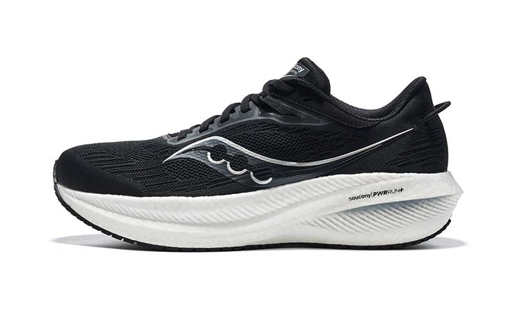 Saucony Triumph 21 Cushioned Wear-Resistant Breathable Low-Top Marathon Running Shoes Men's Black White