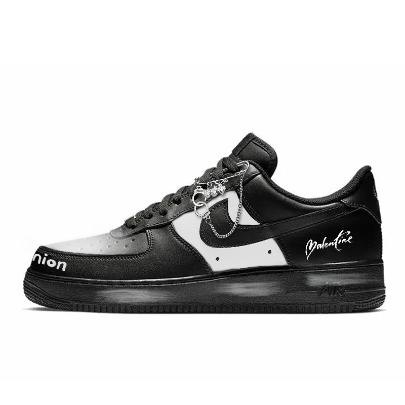 Nike Air Force 1 Abrasion Resistant Low Top Skateboard Shoes Unisex Black White