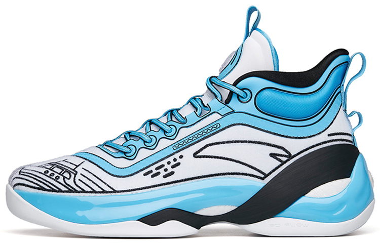 Anta KT7 KT 7 Nitrogen Technology Anti-Slip Wear-Resistant High-Top Basketball Shoes White Blue