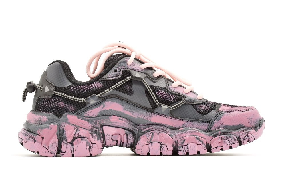 FILA Fluid Dusty Black Pink Anti-Slip And Wear-Resistant Breathable Low-Top Casual Shoes Unisex Black Pink