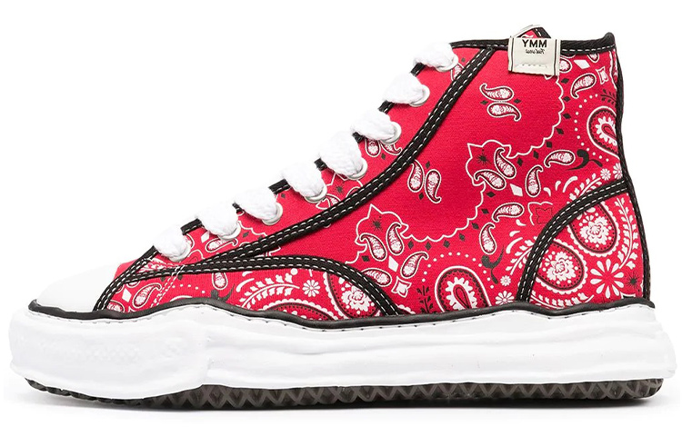 MIHARA YASUHIRO Paisley Stylish Skateboarding Shoes Men's Red