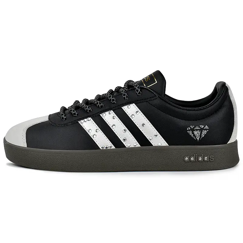 Adidas VL COURT 2.0 Wear resistant And Lightweight Low top Skateboard Shoes Unisex Black Silver