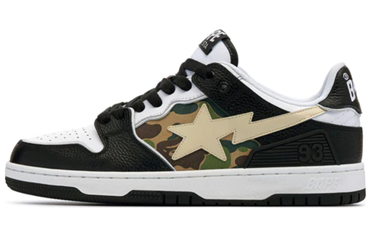 BAPE A BATHING APE Bape SK8 Sta Black White Embroidery Heel Patch