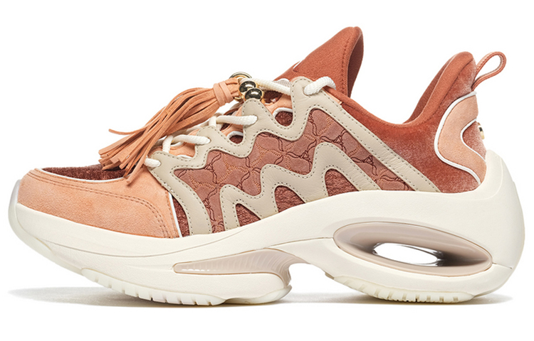 LI-NING 1990 Heart Dance Low-Top Sports Casual Shoes Women's Red Tan