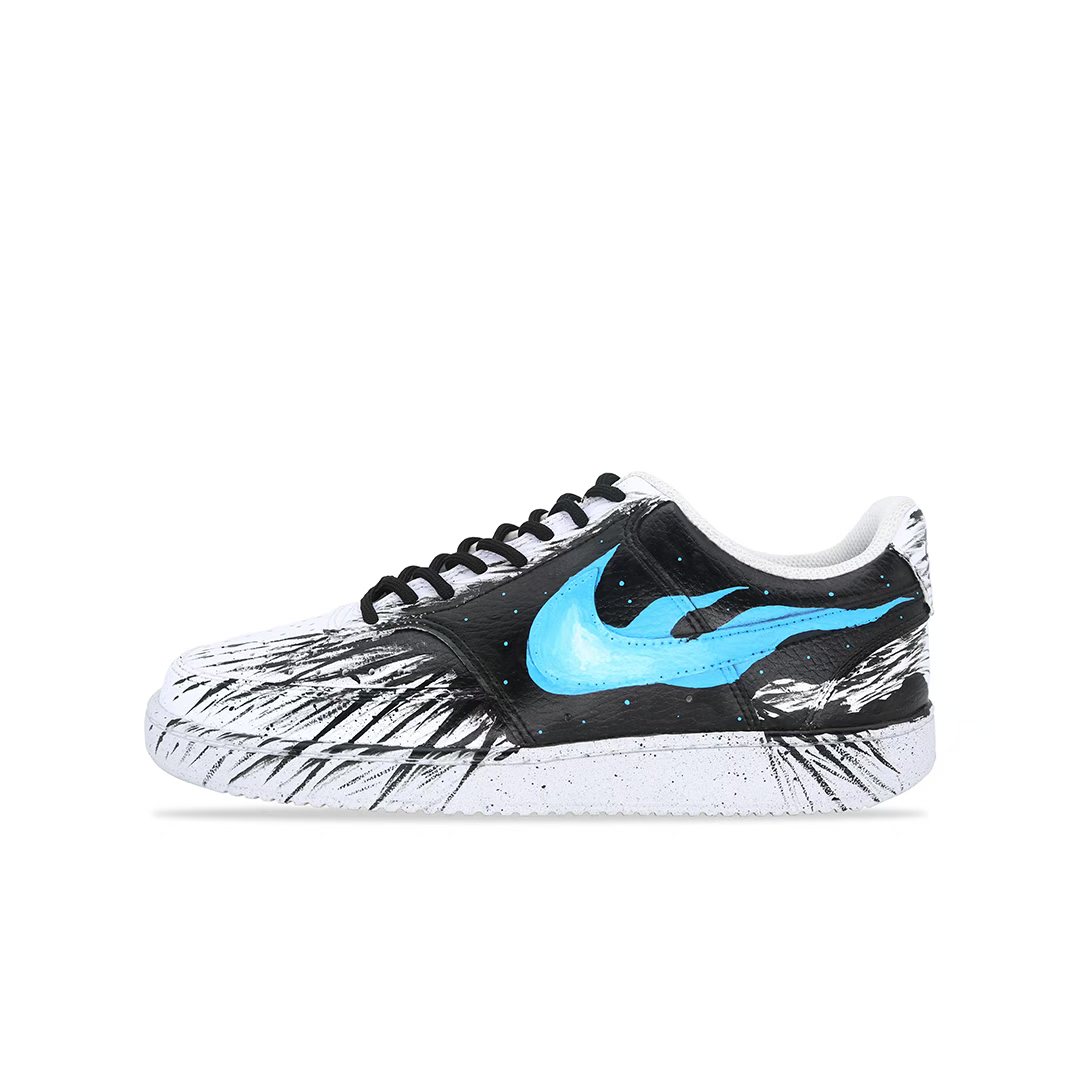 Nike Court Vision 1 Dark Night Fire Coverage Low top Skateboard Shoes Men's White Black Blue