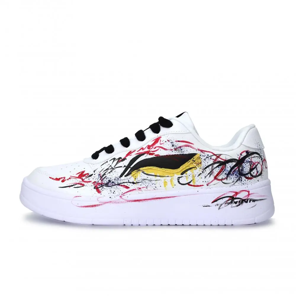LiNing Pontoon Boats Abrasion Resistant, Lightweight, And Breathable Low top Skateboard Shoes Unisex Black White Yellow