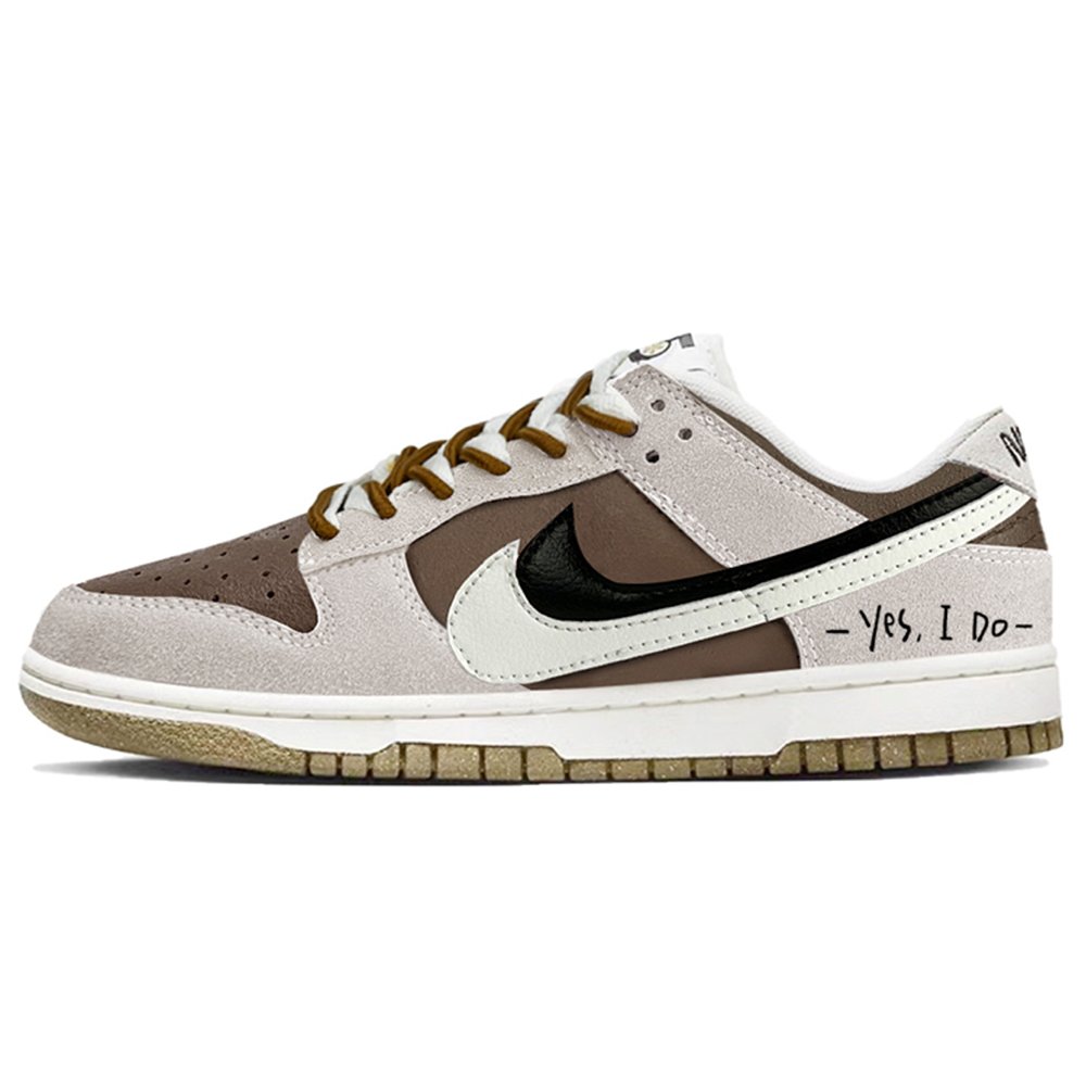 Nike Dunk Slip Resistant Shock Absorbers Low Top Skateboard Shoes Women's Dark Brown