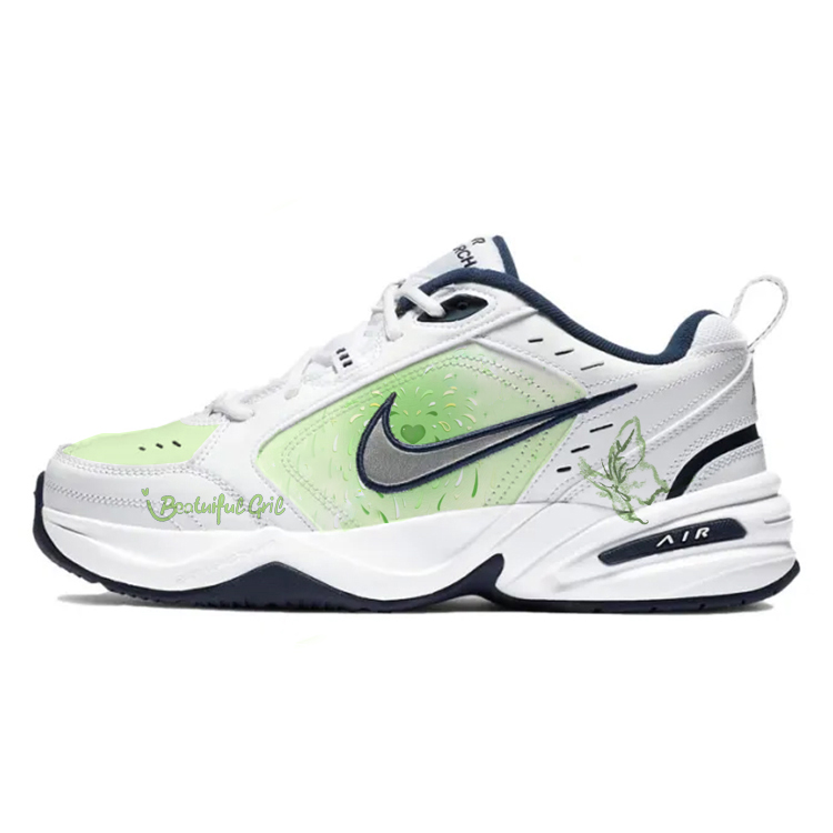 Nike Air Monarch 4 Cushioning Anti-Slip And Wear-Resistant Low-Top Chunky Sneakers Unisex Green White