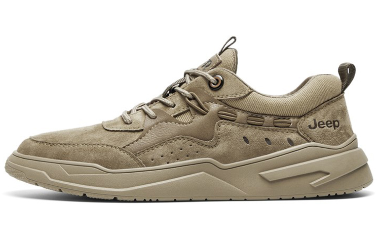 Jeep Warm Low-Top Skateboard Shoes Men's Khaki
