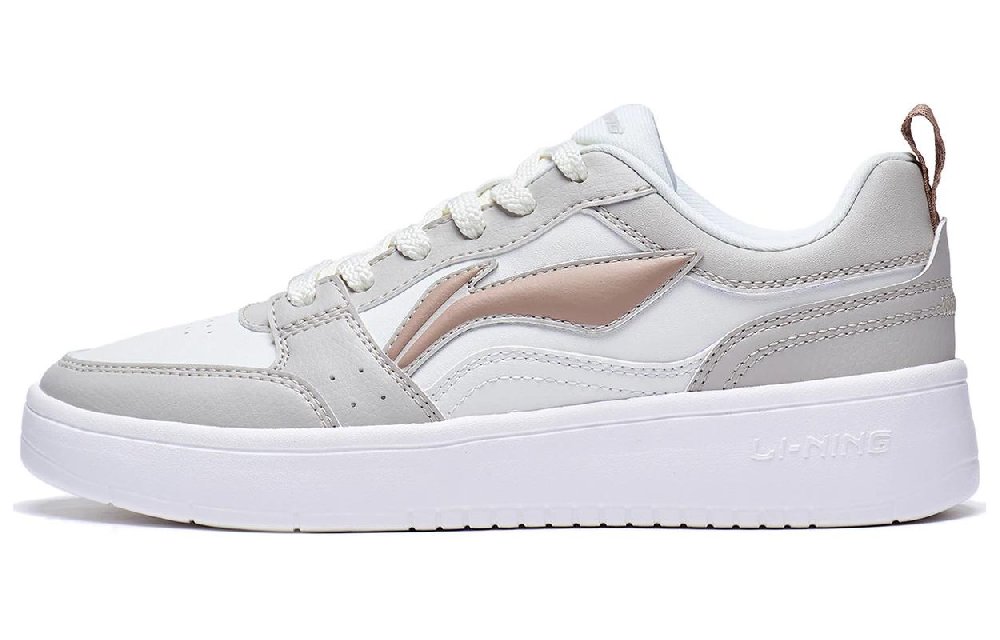 LiNing Acer Truncatum Slip-Resistant Cushioning Abrasion-Resistant Low-Top Skateboard Shoes Women's White Gray