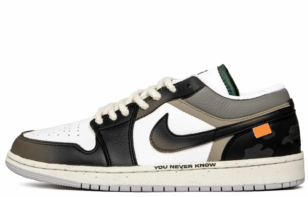 Jordan Air Jordan 1 Endless Land Cushioning Slip Resistant Low Top Vintage Basketball Shoes Men's Black Brown