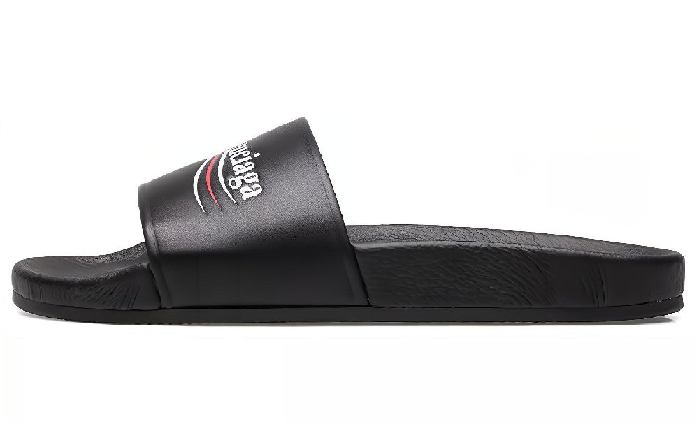 Balenciaga Wave Logo Slippers Sandals Black