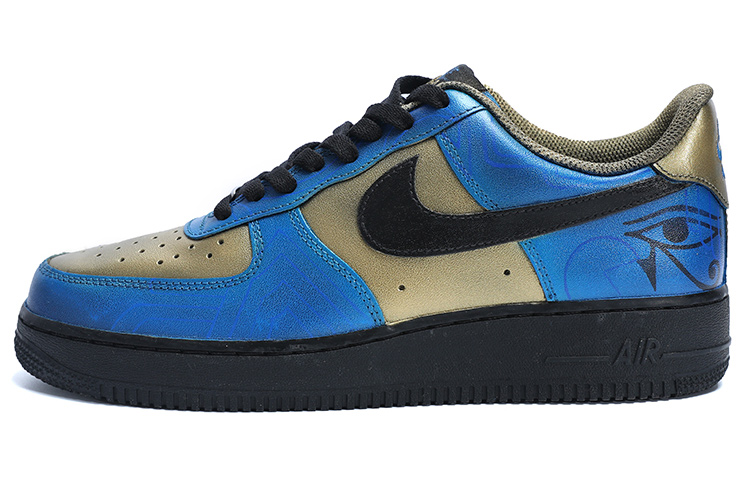 Nike Air Force 1 Anti Slip And Wear Resistant Lightweight Low Top Skateboard Shoes Women's Blue Gold