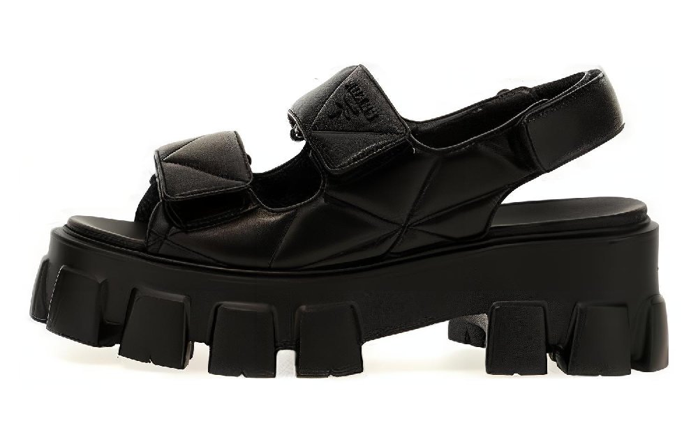 PRADA Triangle-logo Quilted Leather Sandals