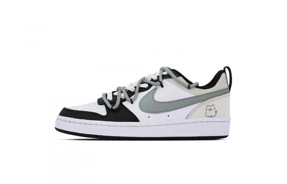 Nike Court Borough Puppy Fragment Anti-Slip Wear-Resistant Low-Top Skateboard Shoes GS Haze Gray
