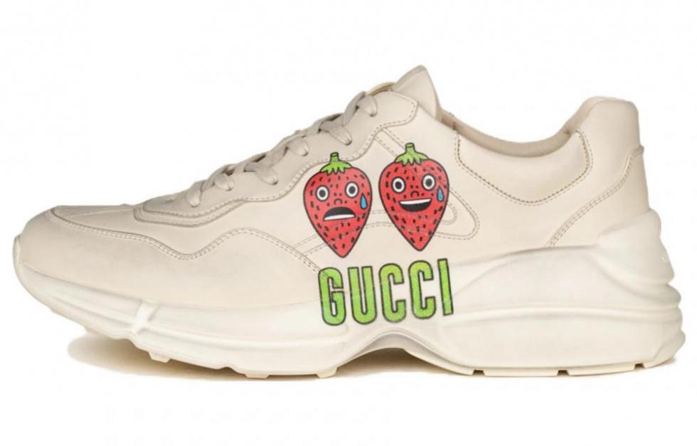 GUCCI Rhyton Low Top Chunky Sneakers Men's Beige Distressed Style