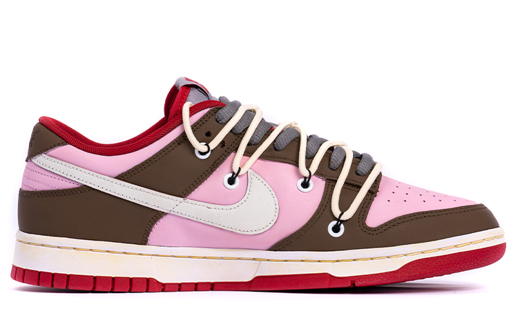 Nike Dunk Anti Slip Wear Resistant Low Top Skateboard Shoes Women's Brown Pink