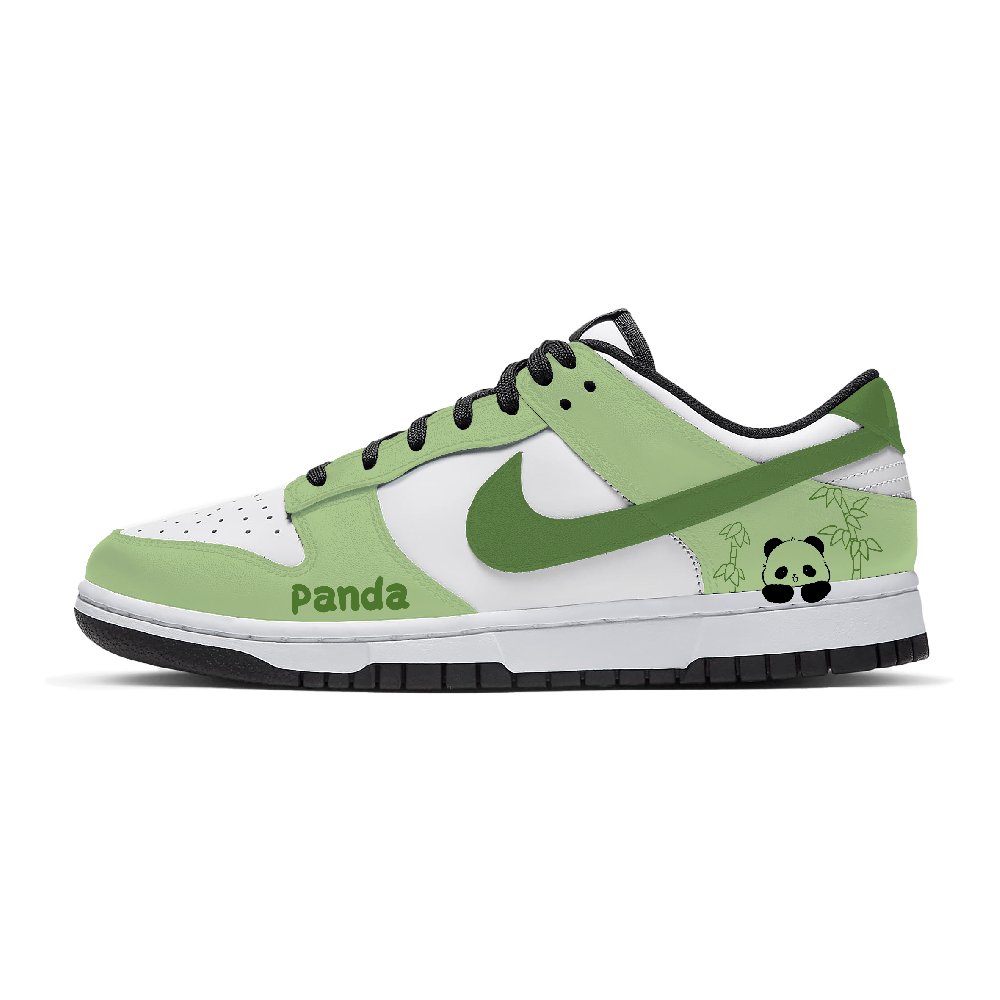 Nike Dunk Bamboo Grove Panda Abrasion Resistant Low Top Skateboard Shoes Unisex White Green