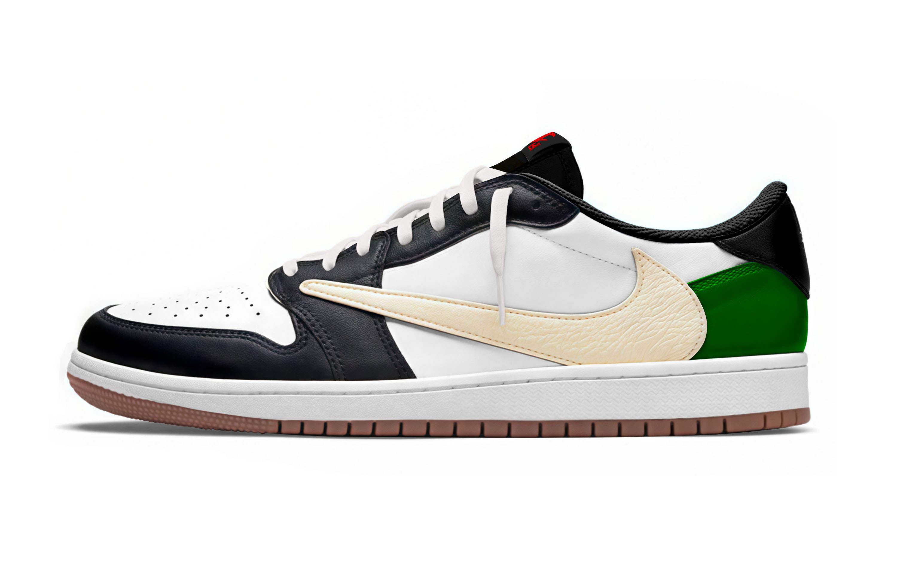 Travis Scott x Jordan Air Jordan 1 Travis Scott X AJ1 Low Top Vintage Basketball Shoes Unisex Black White Green