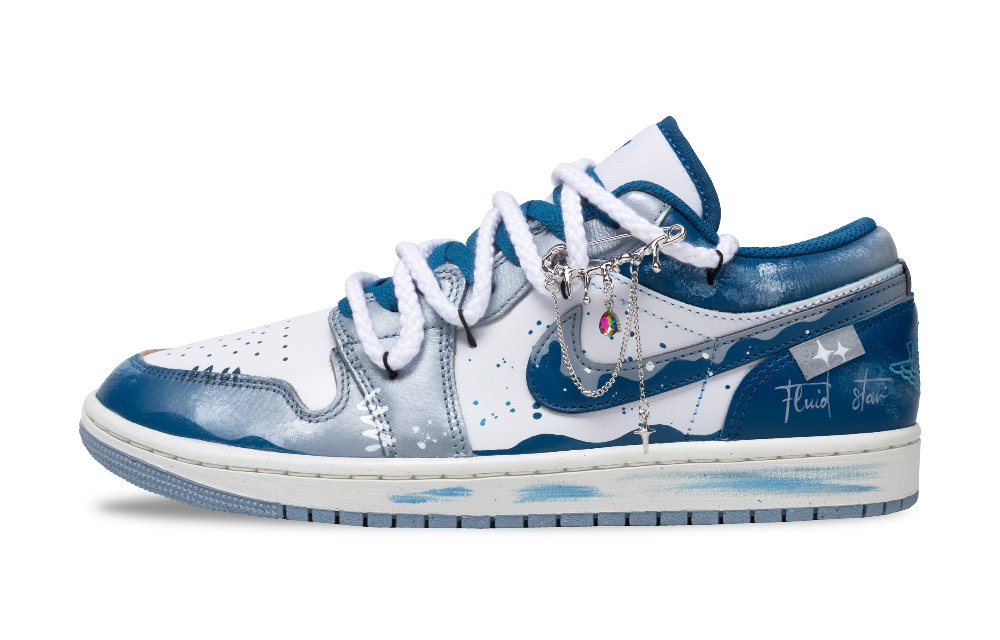Jordan Air Jordan 1 Wear-Resistant Low-Top Vintage Basketball Shoes Unisex Blue