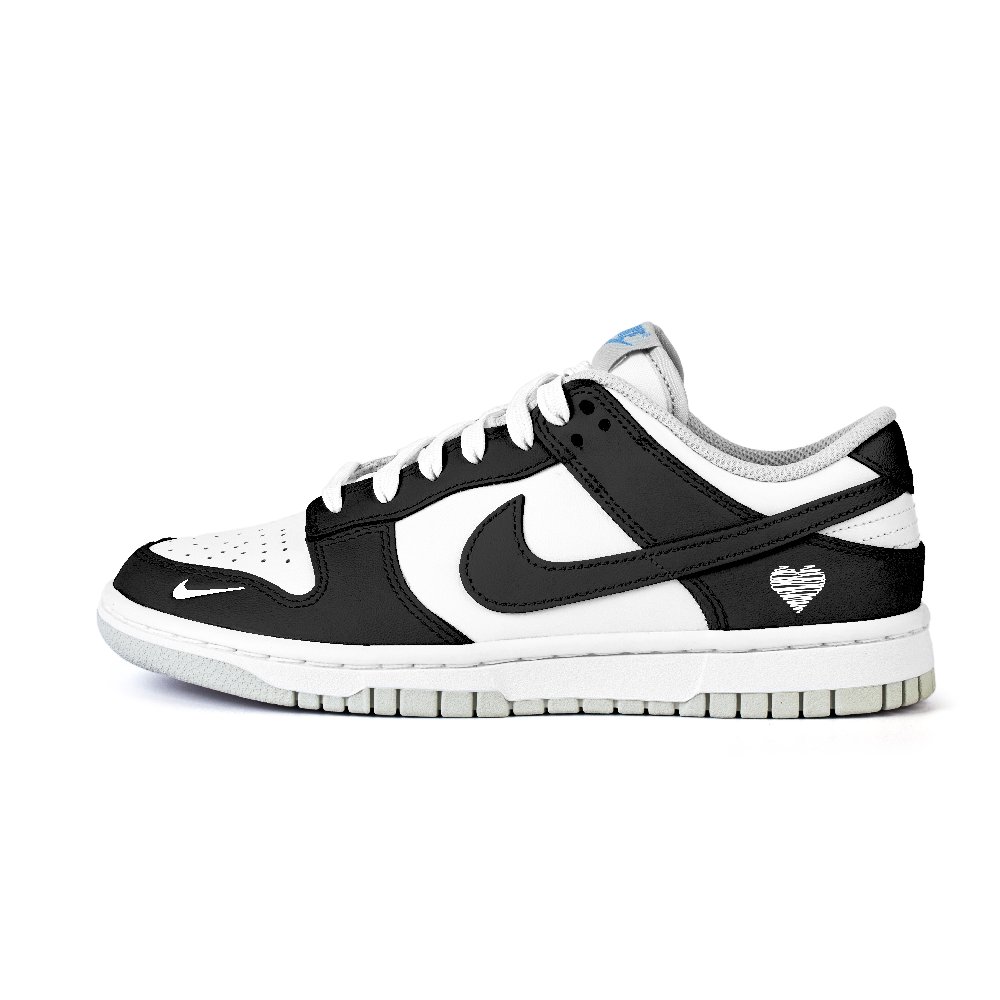 Nike Dunk Leaping Cloud Small Flower Anti Slip Wear Resistant Low Top Skateboard Shoes Women's Black White