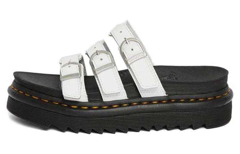 Dr.Martens Rubber Sole Slip-Resistant Slide Slippers Women's Black White