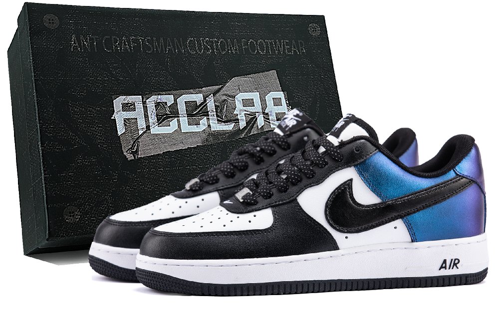 Nike Air Force 1 Abrasion Resistant Low Top Skateboard Shoes Men's Blue Purple