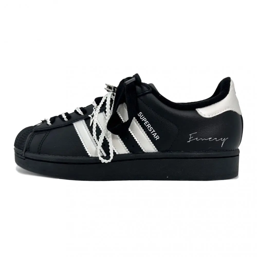 Adidas Originals Superstar 2 Artisan's Craft, Silver Star Abrasion Resistant Low top Skateboard Shoes Unisex Black