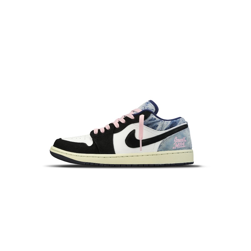 Jordan Air Jordan 1 Cushioning Anti-Slip And Wear-Resistant Low-Top Vintage Basketball Shoes Men's Black Pink Blue