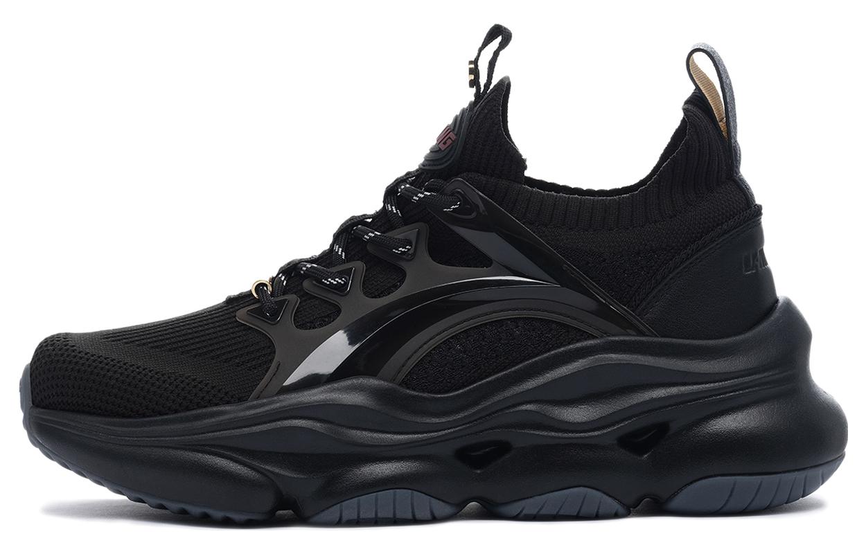 LiNing Shock Absorbers With Slip Resistant And Abrasion Resistant Properties Mid Top Casual Shoes Women's Black