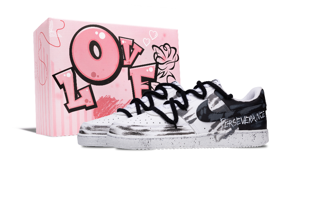 Nike Court Vision 1 Black Dream Slip Resistant Shock Absorbers Low top Skateboard Shoes Men's White