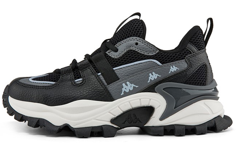 Kappa Cushioning Anti-Slip And Wear-Resistant Low-Top Chunky Sneakers Unisex Black Gray