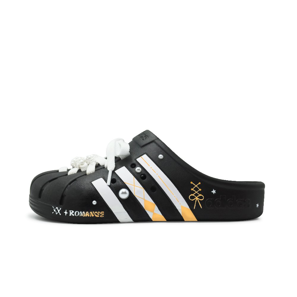 Adidas ADILETTE CLOGS Wrap-toe Slippers Unisex Black White Orange