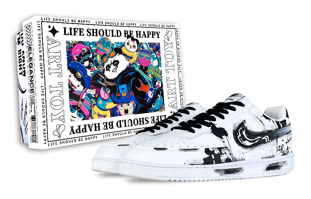 Nike Court Vision 1 Fairyland, Inkstone Abrasion Resistant Low Top Skateboard Shoes Men's Black White