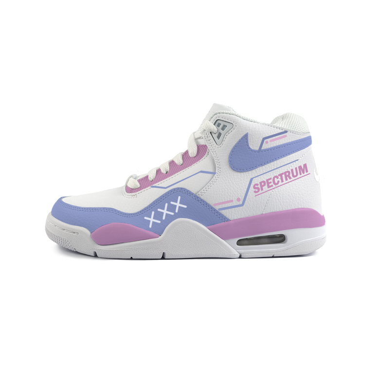 Nike Flight Legacy Anti-Slip Wear-Resistant Mid-Top Vintage Basketball Shoes Unisex White Purple