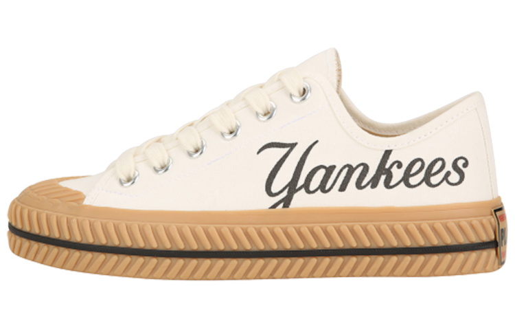 MLB Playball Anti-Slip And Wear-Resistant Lightweight Low-Top Canvas Shoes Unisex White Brown