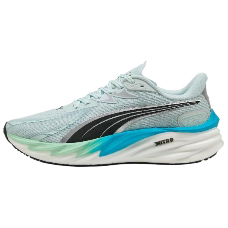 PUMA Velocity NITRO 4 Abrasion Resistant Low top Running Shoes Men's Gray Black Blue