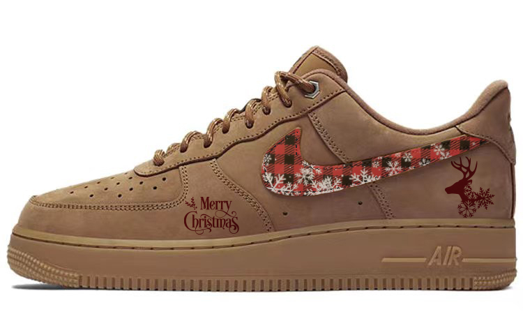 Nike Air Force 1 Anti-Slip And Wear-Resistant Lightweight Low-Top Skateboard Shoes Unisex Wheat