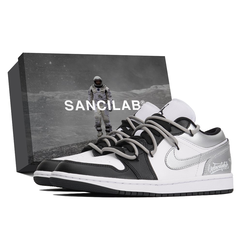 Nike Air Jordan 1 Low Top Vintage Basketball Shoes Women's Silver Toe